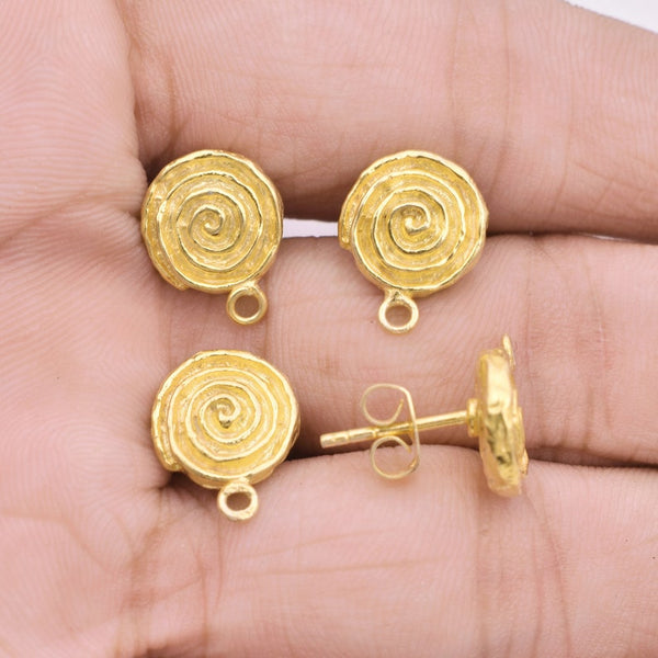 Gold Plated Spiral Earring Studs