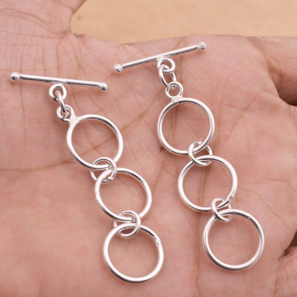 3 Rings Silver Plated Extendable Toggle T Bar Clasps