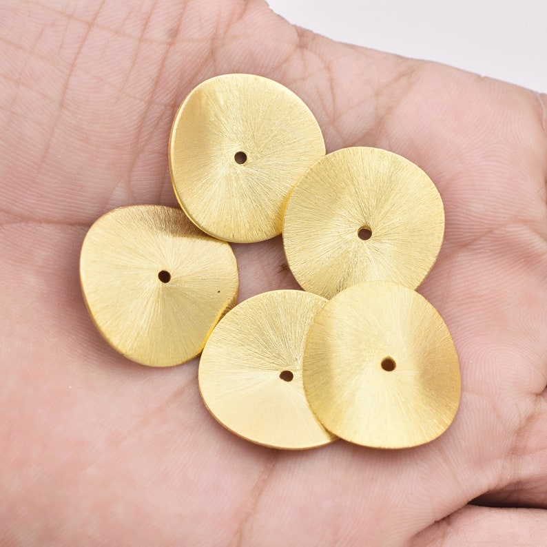 Gold Plated Wavy Disc Spacer Beads - 22mm