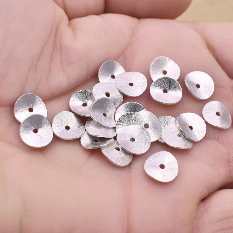 Silver Plated Wavy Disc Spacer Beads - 10mm