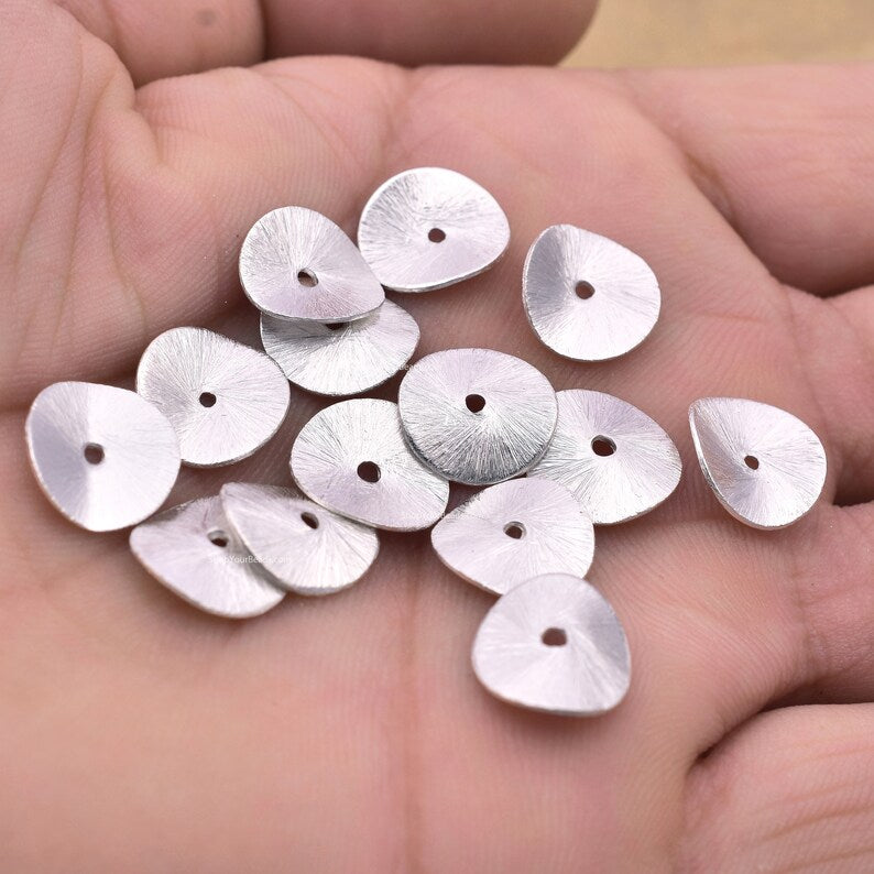 Silver Plated Wavy Disc Spacer Beads - 12mm