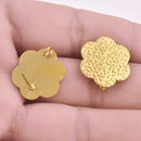 Gold Plated Filigree Textured Floral Ear Studs