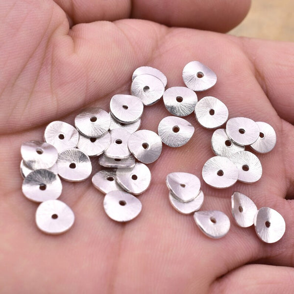 Silver Plated Wavy Disc Spacer Beads - 8mm
