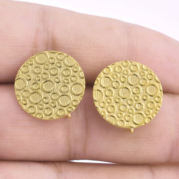 Gold Plated Textured Round Ear Studs