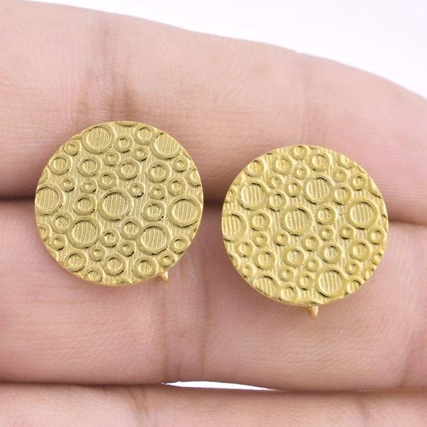 Gold Plated Textured Round Ear Studs