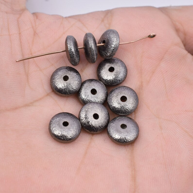 Black Gunmetal Plated 10mm Saucer Spacer Beads