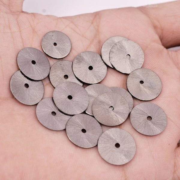 Black Gunmetal Plated Heishi Flat Disc Spacer Beads - 14mm