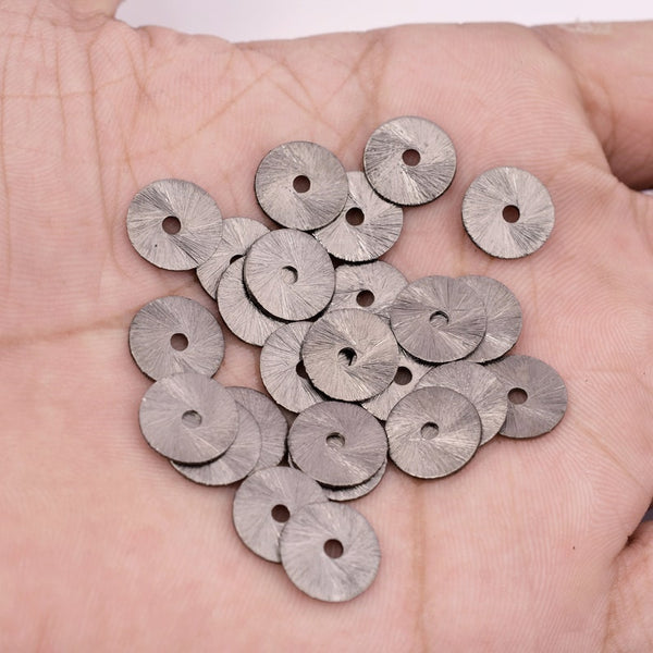 Black Gunmetal Plated Heishi Flat Disc Spacer Beads - 10mm