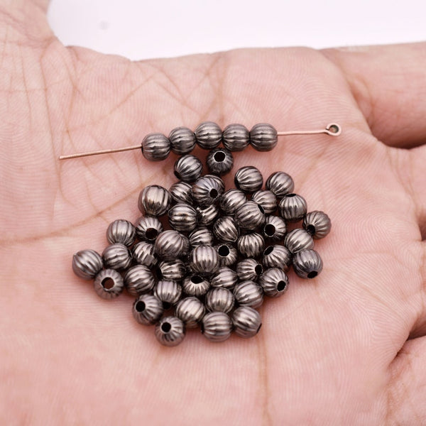 Black Gunmetal Plated 5mm Corrugated Ball Spacer Beads