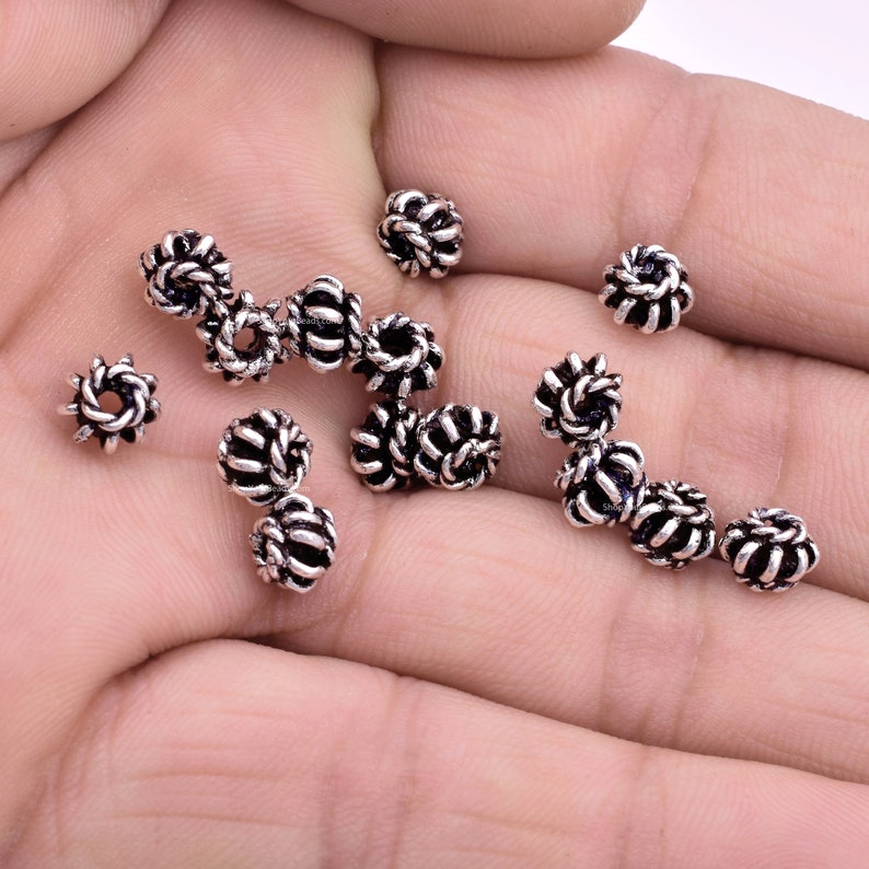7mm Antique Silver Plated Coil Shape Bali Beads