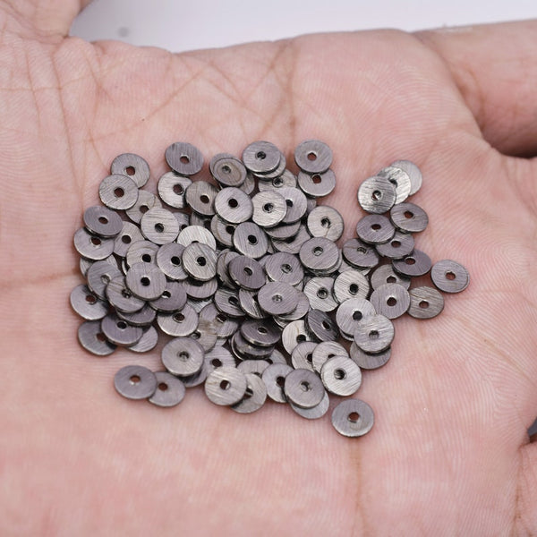 Black Gunmetal Plated Heishi Flat Disc Spacer Beads - 5mm
