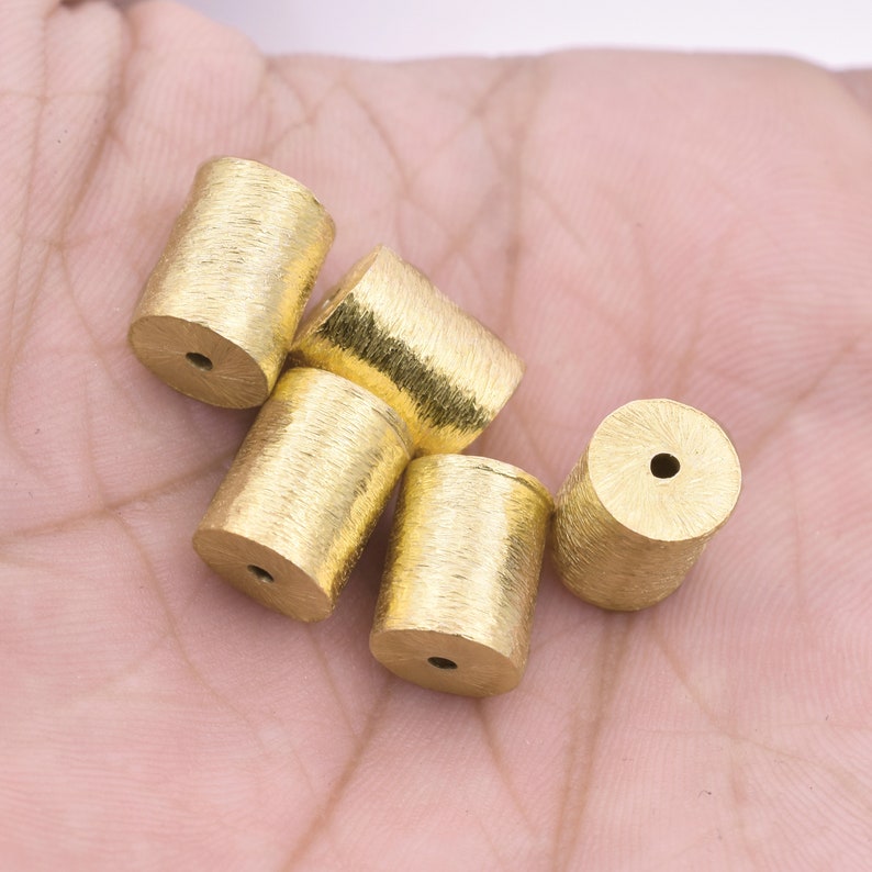 Gold Plated Cylinder Barrel Drum Beads - 10x8mm