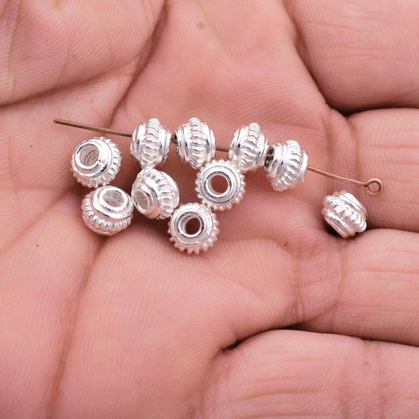 7mm Silver Plated Bali Spacer Beads