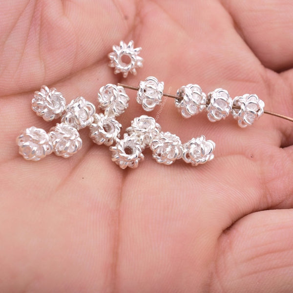8mm Silver Plated Bali Spacer Beads - 15pcs