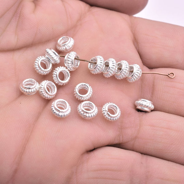 8mm Silver Plated Bali Spacer Beads