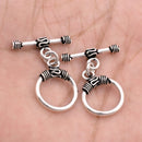 Antique Silver Plated Rope Bali Toggle T Bar Clasps - 15mm