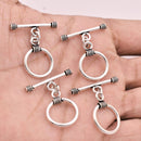 Antique Silver Plated Toggle T Bar Rope Bali Clasps