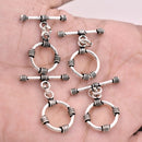 Antique Silver Plated Toggle T Bar Rope Bali Clasps - 17mm