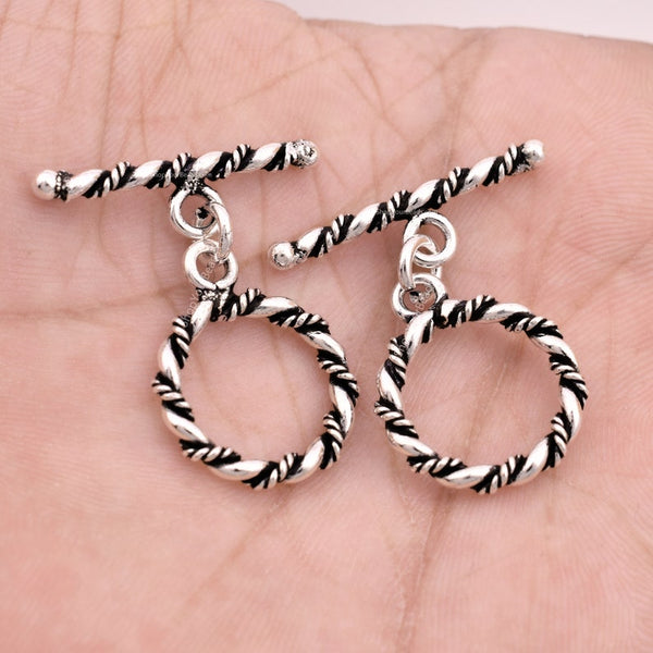 Antique Silver Plated Twisted Toggle T Bar Clasps