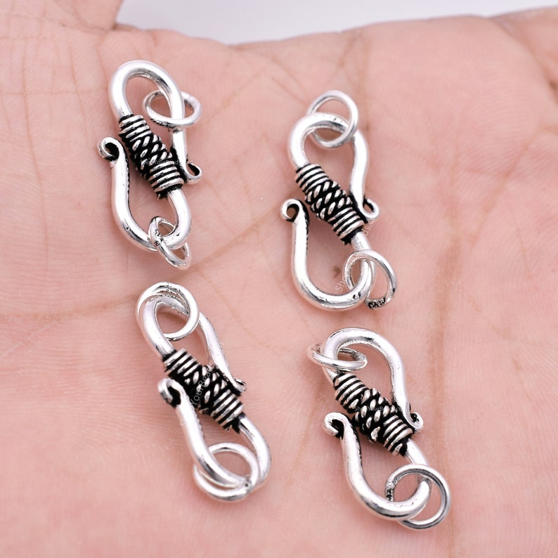 Antique Silver Plated Bali S Hook Clasps - 32mm