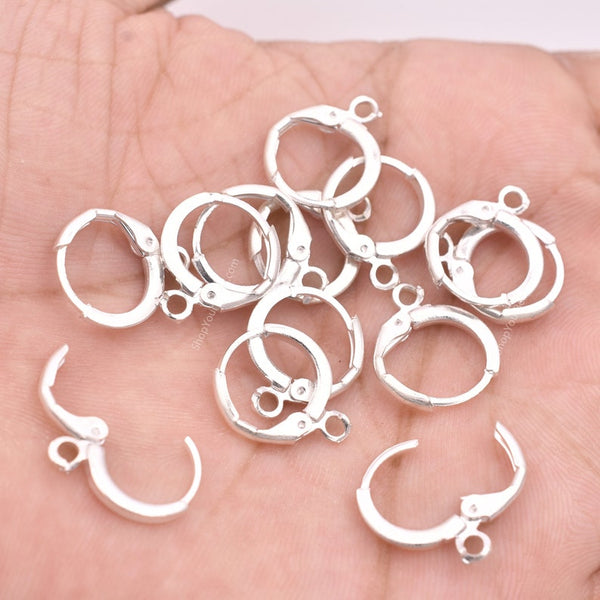 Silver Plated Lever Back Ear Wire Hooks - 15mm