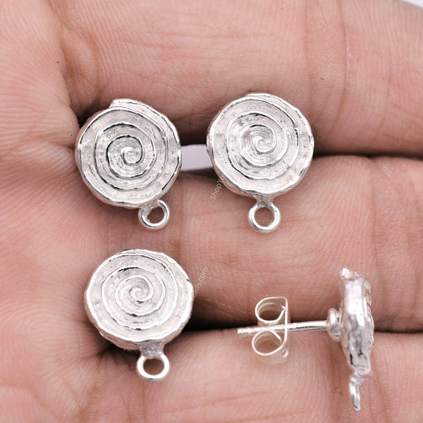 Silver Plated Spiral Earring Studs