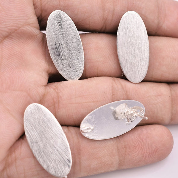 Silver Plated Oval Earring Studs
