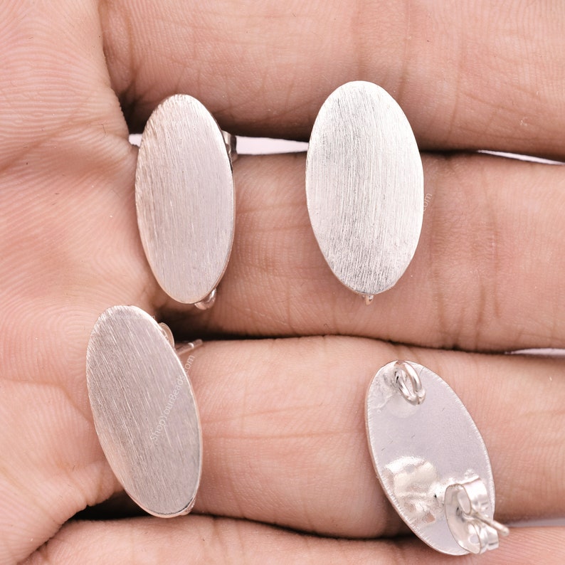 Silver Plated Brushed Oval Earring Studs