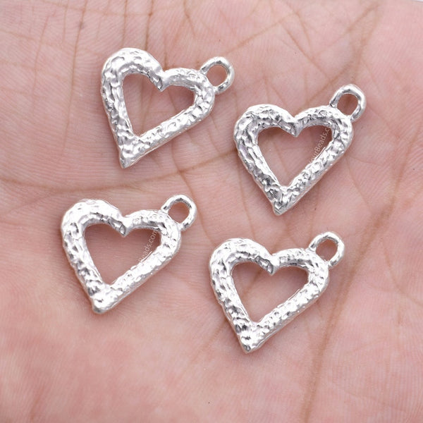 Silver Heart Charms Pendant - 24x20mm