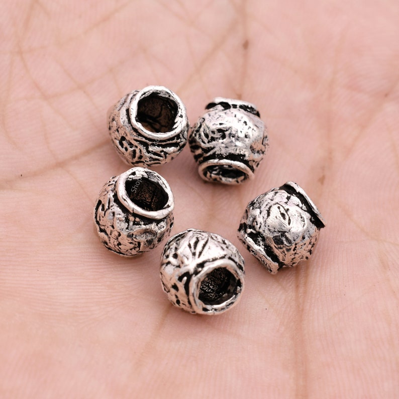Antique Silver Plated Artisan Spacer Beads - 9mm