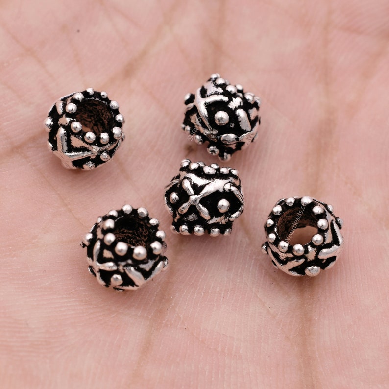 8mm Antique Silver Plated Bali Barrel Spacer Beads
