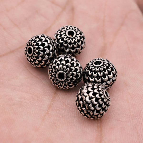 11mm Antique Silver Plated Bali Spacer Ball Beads