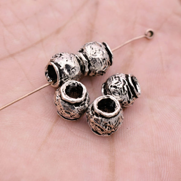 Antique Silver Plated Artisan Spacer Beads - 9mm