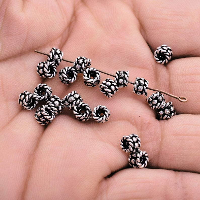 5mm Antique Silver Plated Bali Spacer Beads