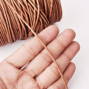 2mm Leather Cord - Natural Mustard Brown - Round - Matt Finish - Indian Leather - Wrap Bracelet Making Findings - Antique Color Natural Dye