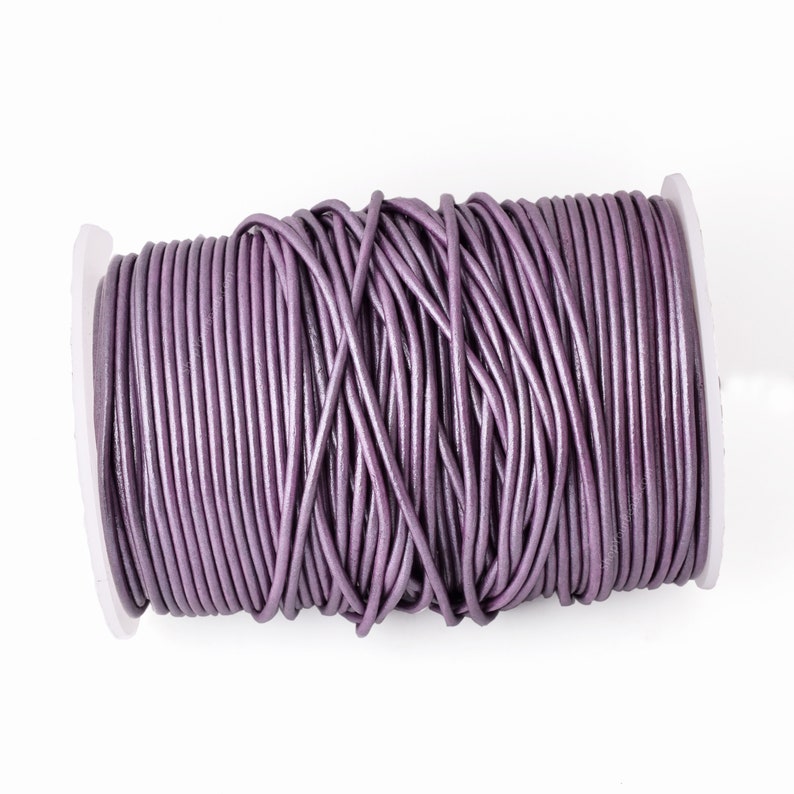 2mm Metallic Purple Leather Cord - Round - Premium Quality - Indian Leather - Wrap Bracelet Making Findings - Lead Free - Necklace Making