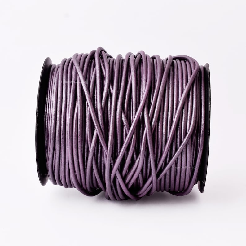 3mm Metallic Purple Leather Cord - Round - Premium Quality - Indian Leather - Wrap Bracelet Making Findings - Lead Free - Necklace Making