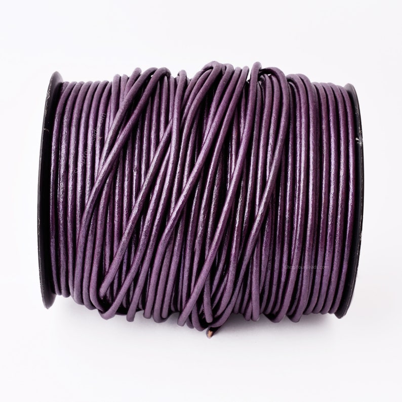 3mm Berry Metallic Purple Leather Cord - Round - Premium Quality - Indian Leather - Wrap Bracelet Making Findings - Lead Free Jewelry Making