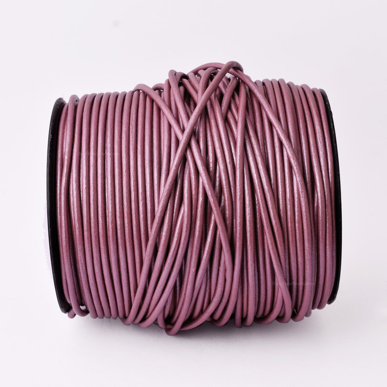 3mm Metallic Mauve Pink Purple Leather Cord - Round - Premium Quality - Indian Leather Jewelry - Wrap Bracelet Making Findings - Lead Free