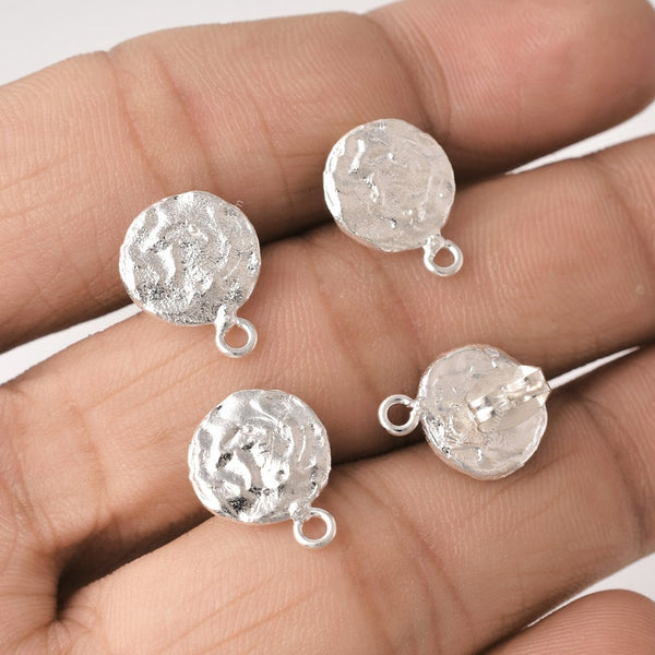 Silver Plated Hammered Ear Studs