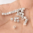 Silver Plated 4mm Faceted Diamond Cut Beads