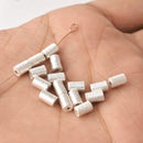 Silver Plated Cylinder Barrel Drum Beads - 6x4mm