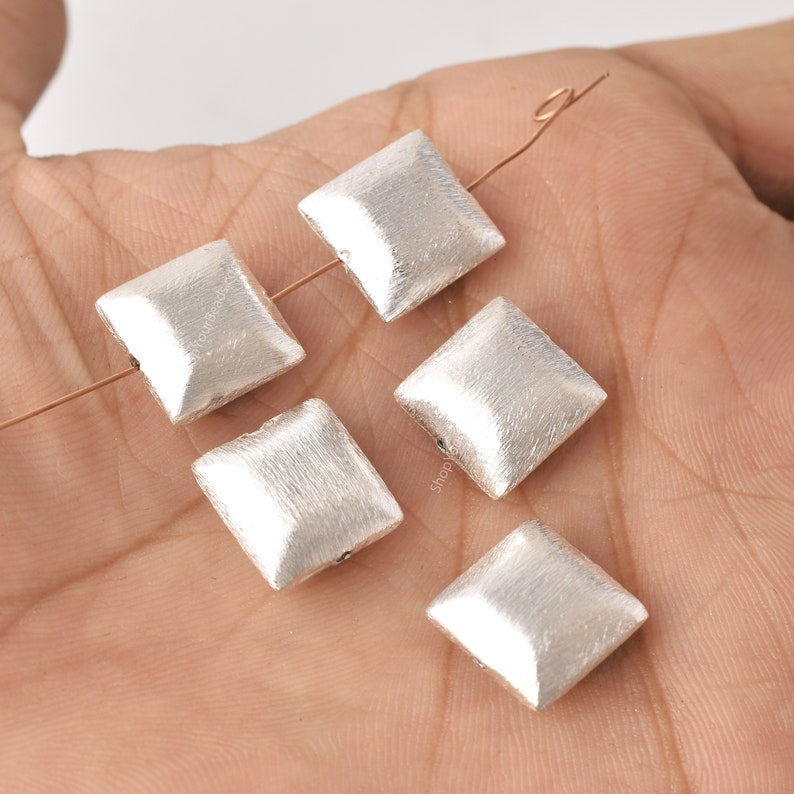 Silver Plated 12mm Square Cushion Spacer Beads