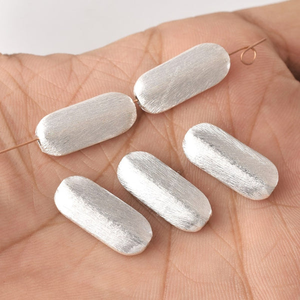 Silver Plated Oblong Flat Capsule Spacer Beads