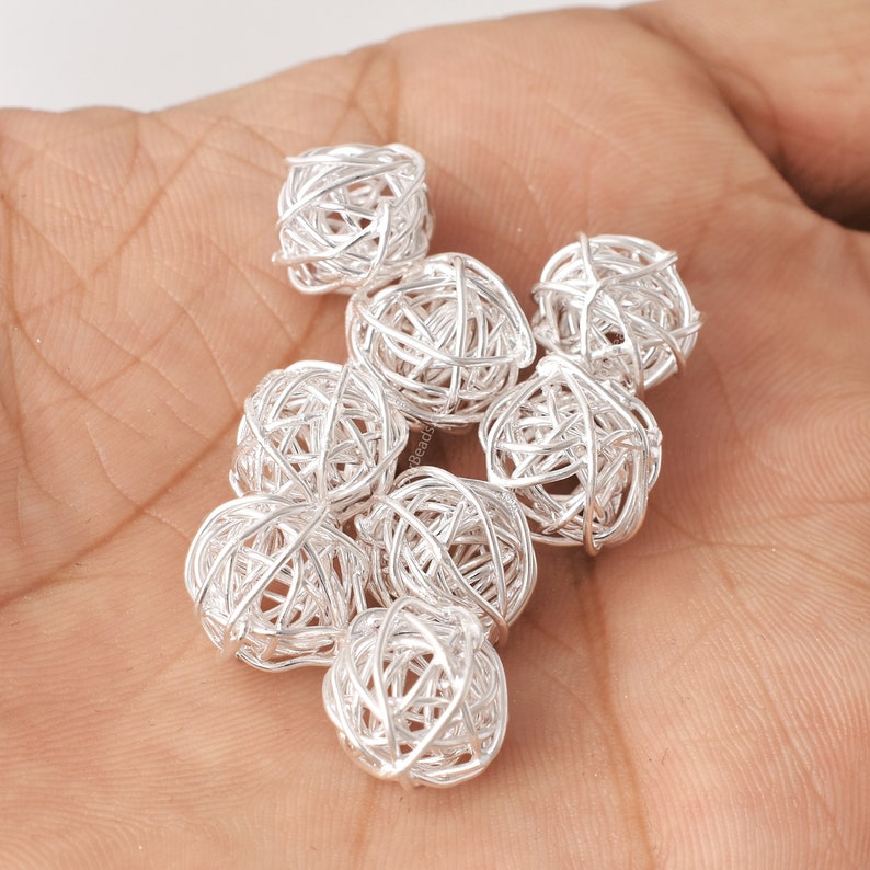 10mm Silver Plated Wire Ball Spacer Beads