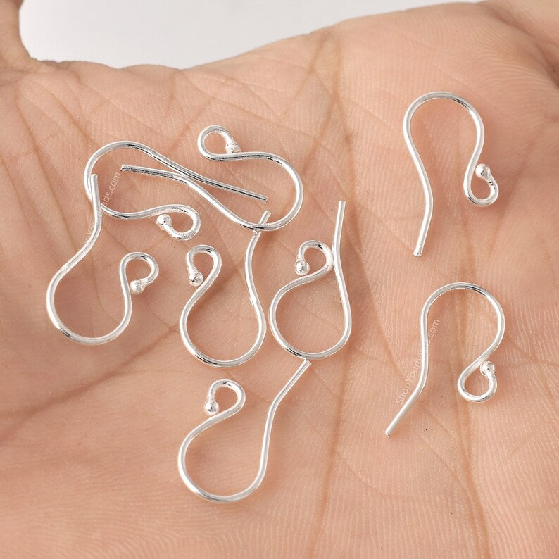 Silver Plated French Ear Wires Hooks - 14mm