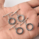 Antique Silver Plated Bali Style Toggle Clasps