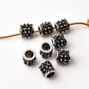 Antique Silver Plated Cylinder Barrel Bali Beads - 8x8mm