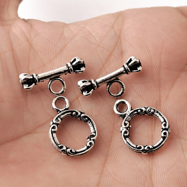 Antique Silver Bali Toggle Clasps