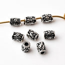 Antique Silver Plated Cylinder Tube Bali Beads - 6x8mm